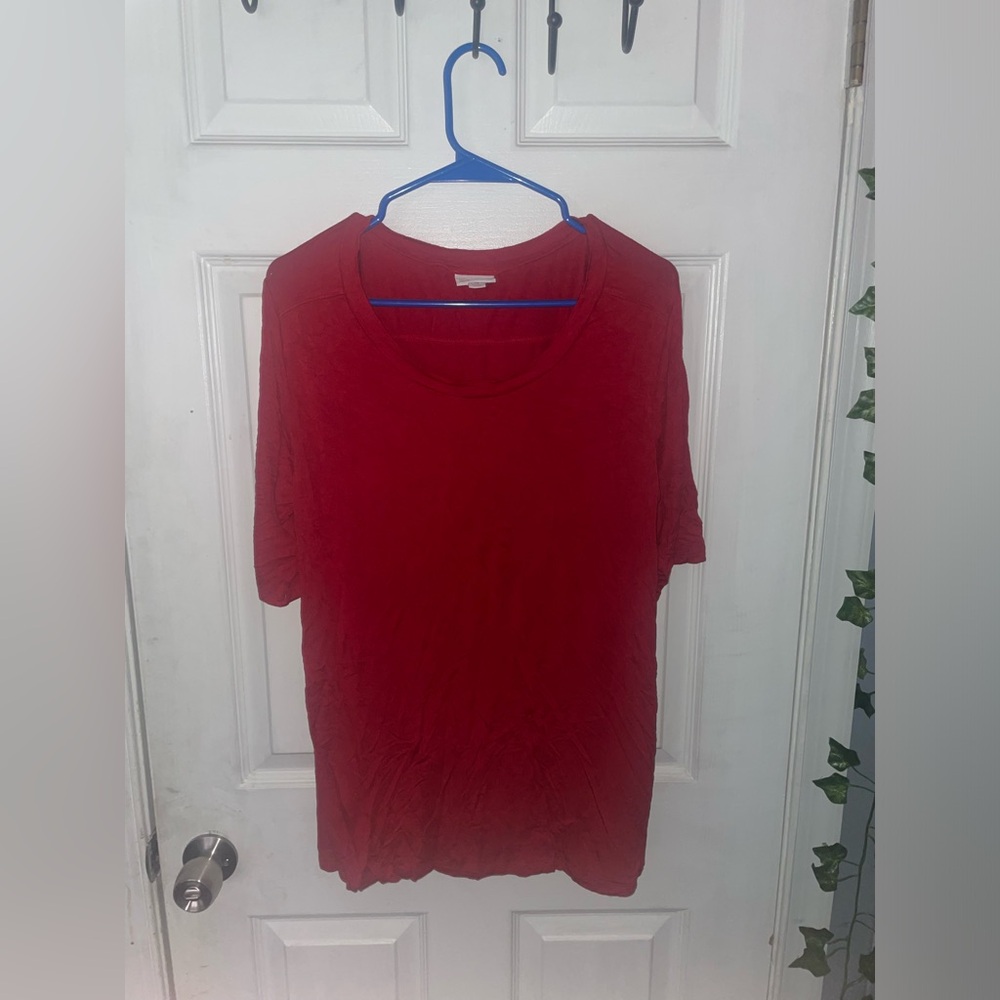 LulaRoe Red Solid Boyfriend Tee.   Worn once